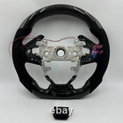 For Honda Civic 2016-2021 Carbon Fiber Black Alcantara LED Steering Wheel