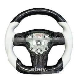 For Tesla Steering Wheel White for Model Y 2021-2023 Nappa Leather WithHeating