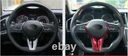 For infiniti Q50 2018-20 Q60 2017-20 red carbon fiber Steering wheel cover trim