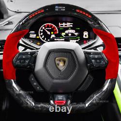 Forged Carbon Fiber Alcantara LED Steering Wheel For 14-21 Lamborghini Huracán