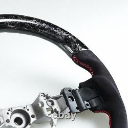 Forged Carbon Fiber Flat Bottom Steering Wheel Suede For Subaru Levorg WRX STI