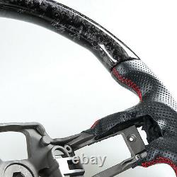 Forged Carbon Fiber Perforated Leather Steering Wheel For Ford Mustang 2015-2017