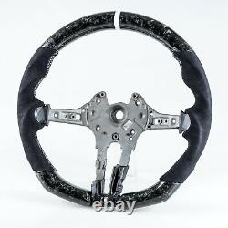 Forged Carbon Fiber Suede White Steering Wheel For BMW F80 M3 F82 M4 F87 M2