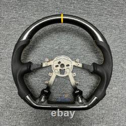 Gloss CARBON FIBER Steering Wheel Yellow Stripe Fit Corvette C5 Z06 97-04