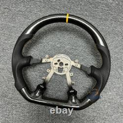 Gloss CARBON FIBER Steering Wheel Yellow Stripe Fit Corvette C5 Z06 97-04