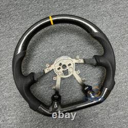 Gloss CARBON FIBER Steering Wheel Yellow Stripe Fit Corvette C5 Z06 97-04
