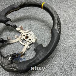 Gloss CARBON FIBER Steering Wheel Yellow Stripe Fit Corvette C5 Z06 97-04