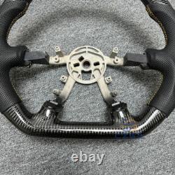 Gloss CARBON FIBER Steering Wheel Yellow Stripe Fit Corvette C5 Z06 97-04