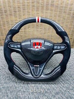 HONDA CIVIC FD2/FN2 Top & Bottom FLAT Steering Wheel With Real Carbon Fiber