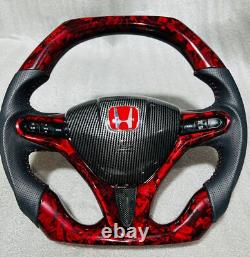 HONDA CIVIC FD2/FN2 Top Bottom Flat Steering Wheel With Forged Carbon Fiber