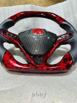 HONDA CIVIC FD2/FN2 Top Bottom Flat Steering Wheel With Forged Carbon Fiber