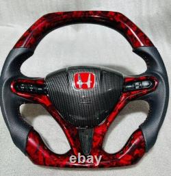 HONDA CIVIC FD2/FN2 Top Bottom Flat Steering Wheel With Forged Carbon Fiber