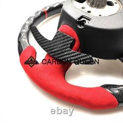 HONEYCOMB CARBON FIBER Steering Wheel FOR AUDI A5B8S5 RED ALCANTARA FLAT BOTTOM