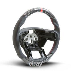 Handkraftd 2015+ Ford F150 Steering Wheel Real Carbon Fiber/Leather/Red Stitch