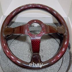Hiwowsport 350mm Red Real Carbon Fiber Racing Deep DishSteering Wheel With Horn