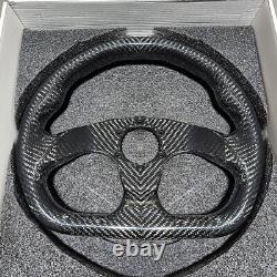 Hiwowsport Carbon Fiber Racing Steering Wheel Flat Bottom 320mm Diameter 6 Bolt