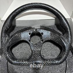 Hiwowsport Carbon Fiber Racing Steering Wheel Flat Bottom 320mm Diameter 6 Bolt