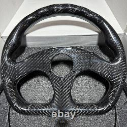 Hiwowsport Carbon Fiber Racing Steering Wheel Flat Bottom 320mm Diameter 6 Bolt