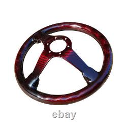 Hiwowsport Carbon Fiber Racing Steering Wheel Real 6 Holes 350mm Bolts Red Color