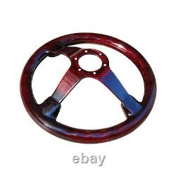 Hiwowsport Carbon Fiber Racing Steering Wheel Real 6 Holes 350mm Bolts Red Color