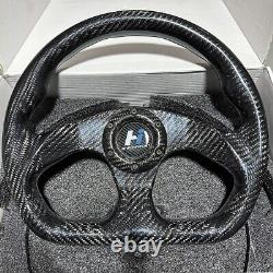 Hiwowsport Carbon Fiber Steering Wheel Jet Style 320mm 6 Holes 1.75 Deep Black