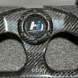 Hiwowsport Carbon Fiber Steering Wheel Jet Style 320mm 6 Holes 1.75 Deep Black