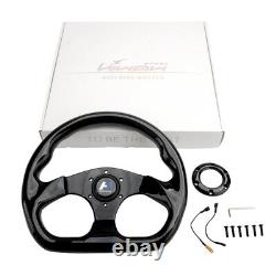 Hiwowsport Carbon Fiber Steering Wheel Jet Style 320mm 6 Holes 1.75 Deep Black