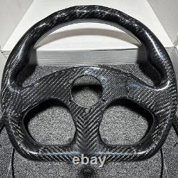 Hiwowsport Carbon Fiber Steering Wheel Jet Style 320mm 6 Holes 1.75 Deep Black