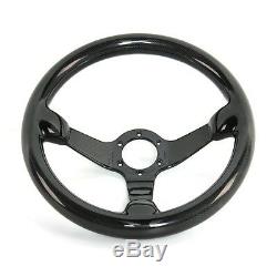 Hiwowsport Genuine Carbon Fiber Racing Steering Wheel 350mm Diameter Bolts Black