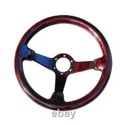 Hiwowsport Genuine Carbon Fiber Racing Steering Wheel 350mm Diameter Bolts Red