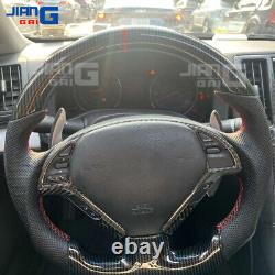 Hydro Dip Carbon Fiber Sport Flat Steering Wheel For 2008-2013 Infiniti G37 G37X
