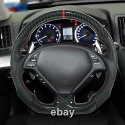 Hydro Dip Carbon Fiber Sport Flat Steering Wheel For 2008-2013 Infiniti G37 G37X