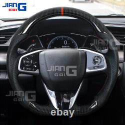 Hydro Dip Carbon Fiber Steering Wheel Fit 16+ Honda Civic Gen 10th FK1 Type R