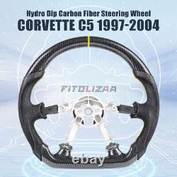 Hydro Dip Carbon Fiber Steering Wheel For Chevrolet Corvette C5 1997-04 Yellow