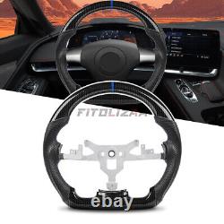 Hydro Dip Carbon Fiber Steering Wheel For Chevy Corvette C6 2006-11 Blue Lines
