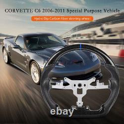 Hydro Dip Carbon Fiber Steering Wheel For Chevy Corvette C6 2006-11 Blue Lines