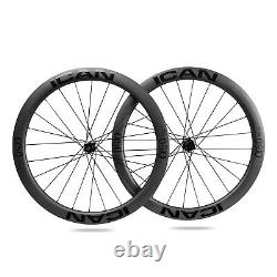 ICAN 50C Carbon Wheelset Road Bike Clincher Center Lock Disc Wheelset 12100/142
