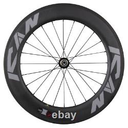 ICAN 86mm 700C Road Bike/Triathlon Carbon Clincher Tubeless Ready Wheelset in US