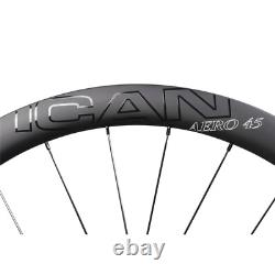 ICAN AERO 45 Disc Carbon Road Bike Wheelset 700C Center Lock 10/11S Shimano