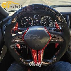 LED Carbon Fiber Heated Steering Wheel Fit 19+ Infiniti Q50 17+ Q60 with CF Trim