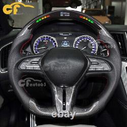 LED Carbon Fiber Heated Steering Wheel Fit 19+ Infiniti Q50 17+ Q60 with CF Trim