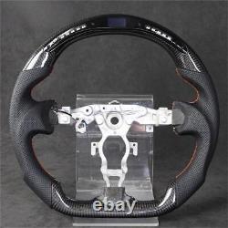 LED Carbon Fiber Perforated Leather Steering Wheel For 2008-2019 Nissan 370z