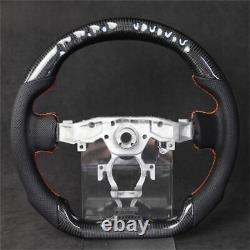 LED Carbon Fiber Perforated Leather Steering Wheel For 2008-2019 Nissan 370z