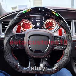 LED Carbon Fiber Steering Wheel For 2015-2023 dodge charger challenger gt srt