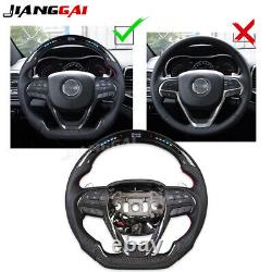 LED Carbon Fiber Steering Wheel Perforated Leather For 14-21 Jeep Grand Cherokee