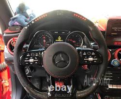 LED/LCD Carbon Fiber Steering Wheel for Mercedes-Benz AMG E300 C63 W204 W205 13+