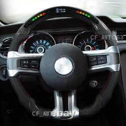 LED Perforated Leather Carbon Fiber Steering Wheel Fits 2012-2014 Ford Mustang