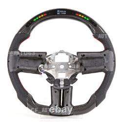 LED Perforated Leather Carbon Fiber Steering Wheel Fits 2012-2014 Ford Mustang