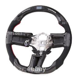 LED Perforated Leather Carbon Fiber Steering Wheel Fits 2012-2014 Ford Mustang