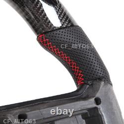 LED Perforated Leather Carbon Fiber Steering Wheel Fits 2012-2014 Ford Mustang